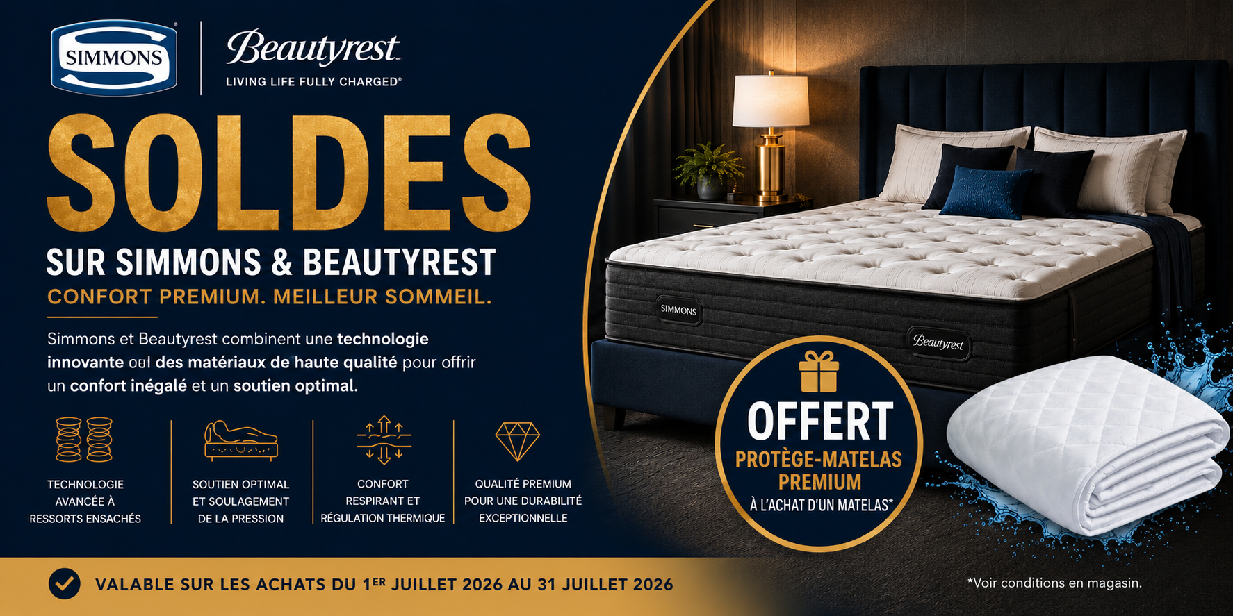 Soldes Simmons et Beautyrest chez Slaapwel